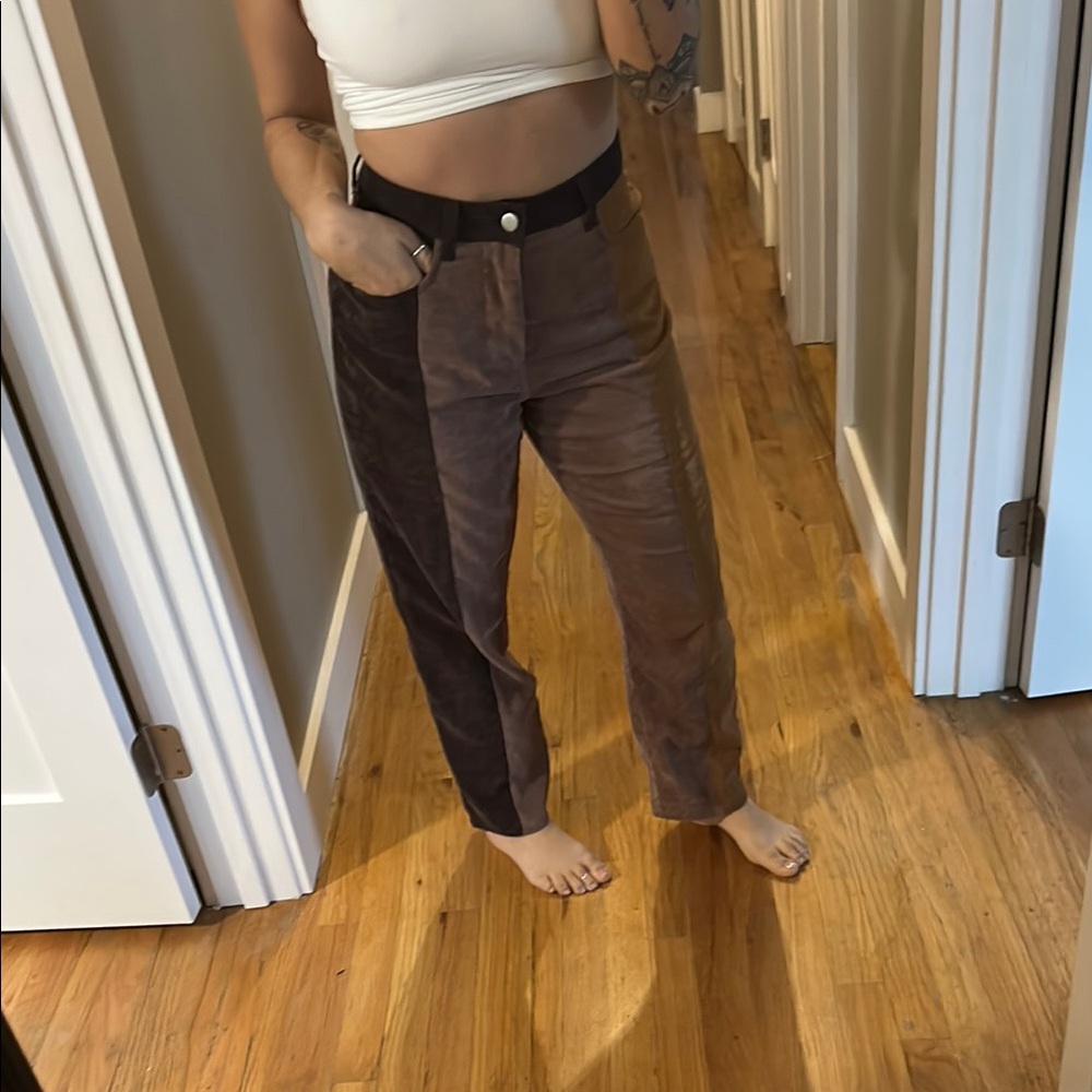 Two-Tone Suede Pants